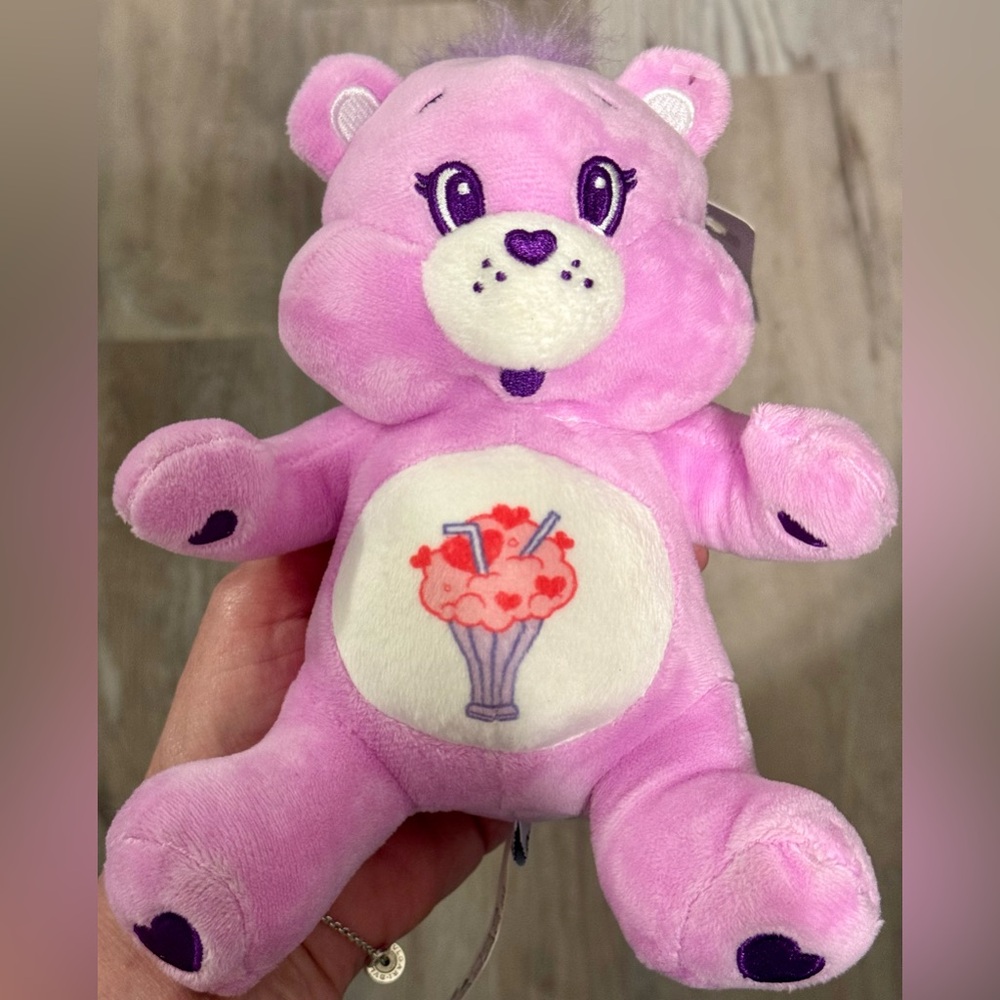 MINISO Care Bears Pink Purple Plush Dog Toy with Squeaker Inside. New with tags.